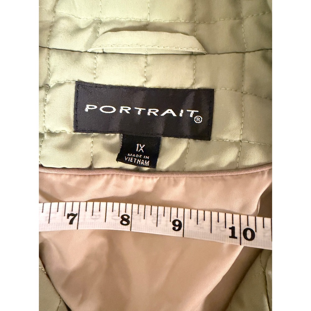 Portrait Womens 1X Sage Green Quilted Zip Front Jacket Lightweight Coat Pocketed - Picture 7 of 8